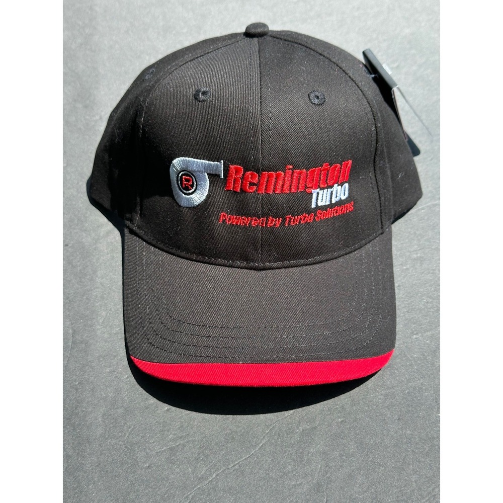 Remington Turbo Powered by Turbo Solutions Black Red Baseball Cap Hat FP434 NEW